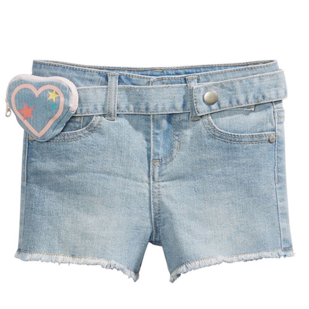Girls Belted Denim Shorts with Coin Purse Size 6x